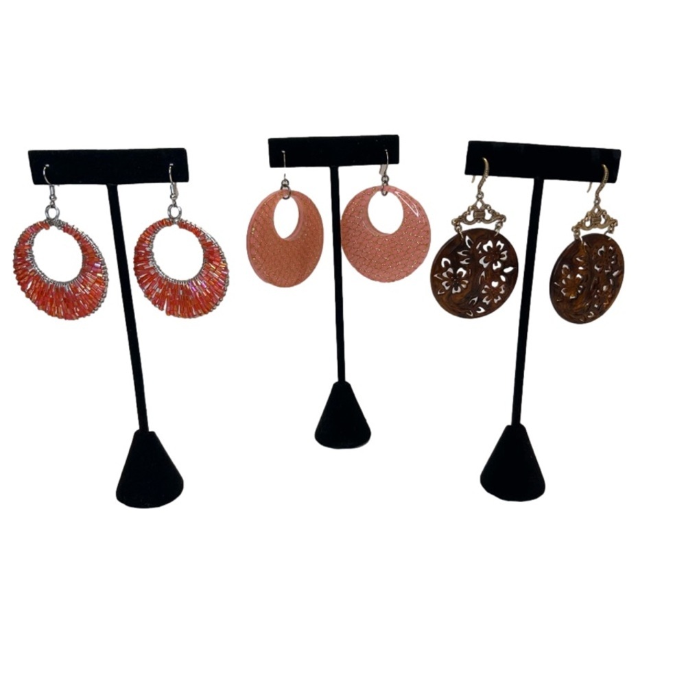 Dangle Hook Style Lucite Acrylic Large Earrings Lot Of 3